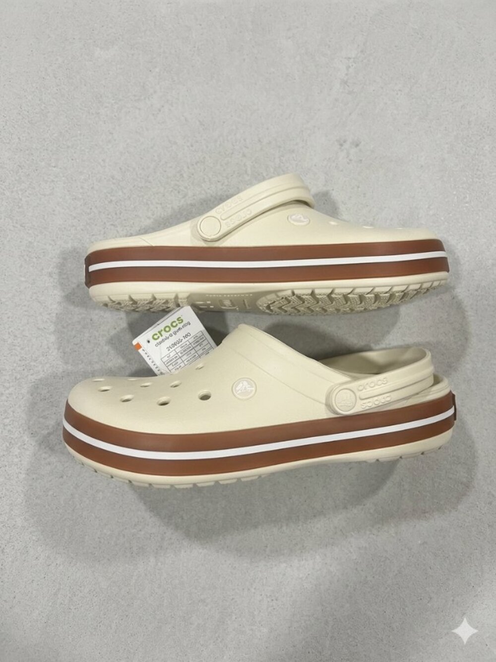 Beige Crocs Crocband Gum Clog Slippers Shoes